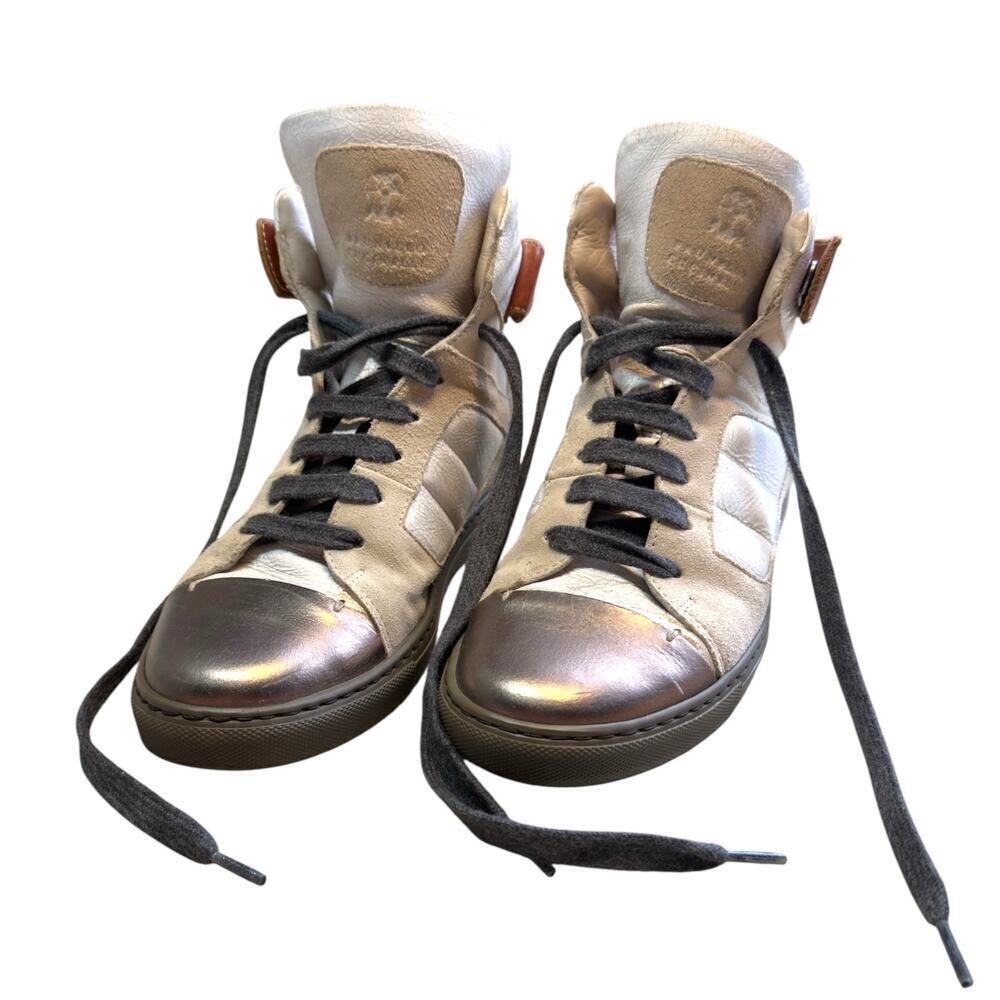 Brunello Cucinelli High Top Sneakers Shoes Leather Suede Size Women’s 37 US 7 - Picture 16 of 16